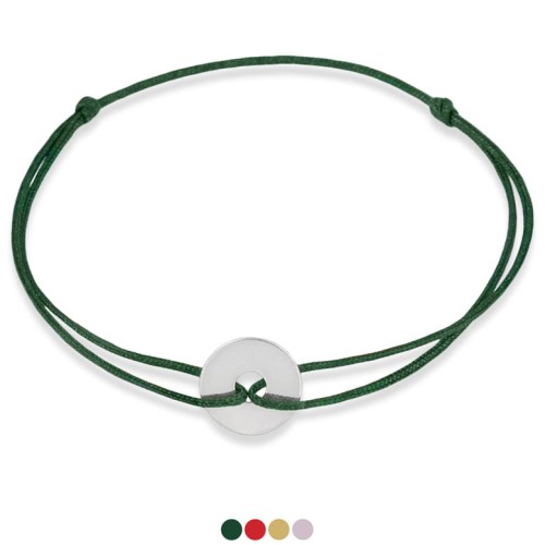 Bransoletka ze sznurka koło srebro czerwona zielona fioletowa