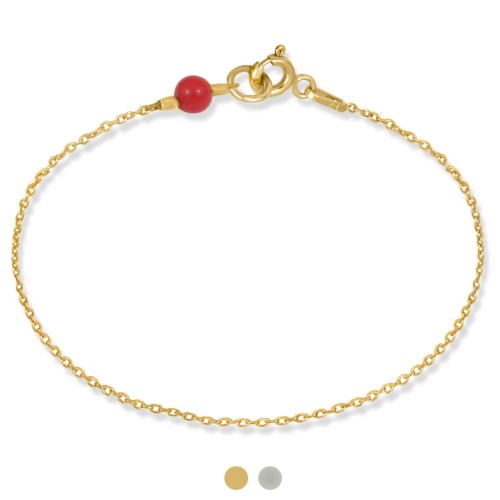 Bransoletka ze srebra pozłacanego czerwony koral
