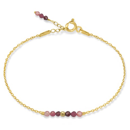 Bransoletka ze srebra pozłacana kamienie mini granat kwarc turmalin srebro pozłacane