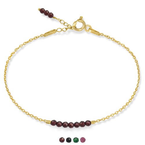 Bransoletka ze srebra pozłacana kamienie mini granat onyks jadeit turmalin