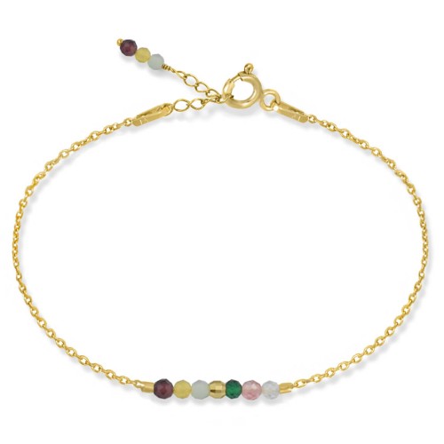 Bransoletka ze srebra pozłacana kamienie mini kolorowa