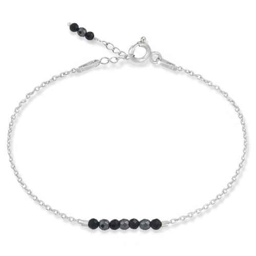 Bransoletka ze srebra mini kamienie hematyt onyks czarny