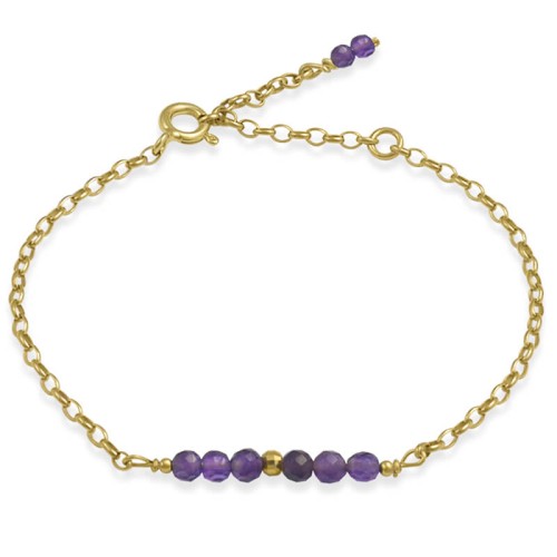 Bransoletka ze srebra rolo pozłacana ametyst naturalny