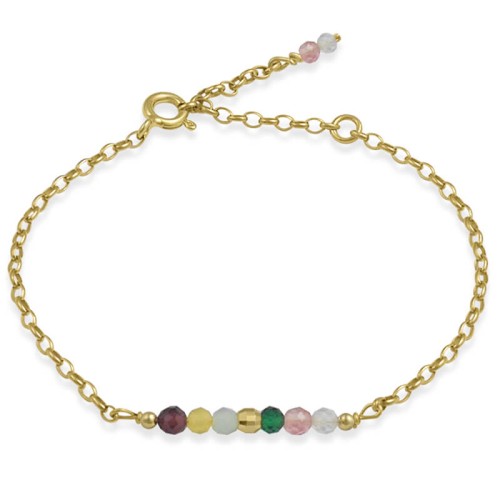 Bransoletka ze srebra pozłacana rolo kamienie kolorowe