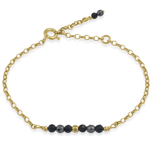 Bransoletka ze srebra pozłacana rolo onyks hematyt