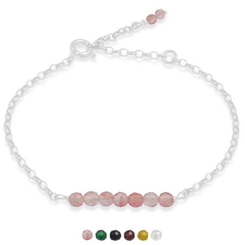 Bransoletka ze srebra rolo granat onyks kwarc opal kryształ jadeiy