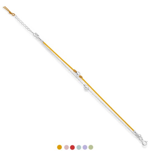 Bransoletka ze srebra sznurek pomarańczowy turkusowy zielony czerwony czarny różowy