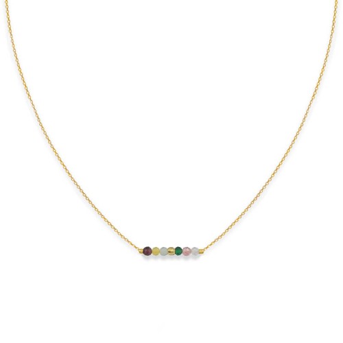 Naszyjnik ze srebra pozłacany mini kamienie kolorowe