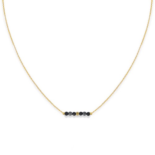 Naszyjnik ze srebra pozłacany mini kamienie onyks hematyt