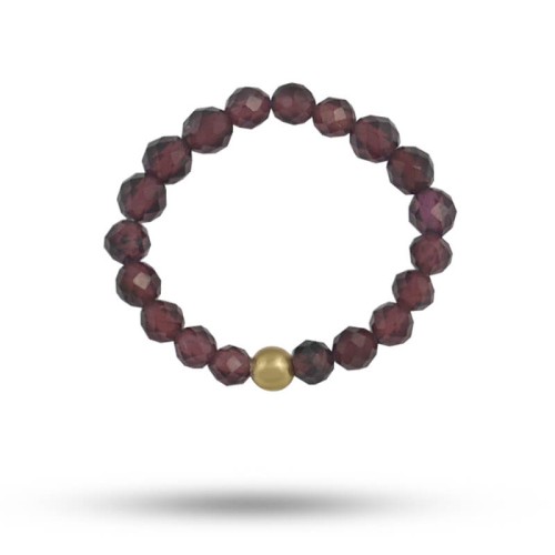 Pierścionek elastyczny z kamieni granat naturalny fasetowany