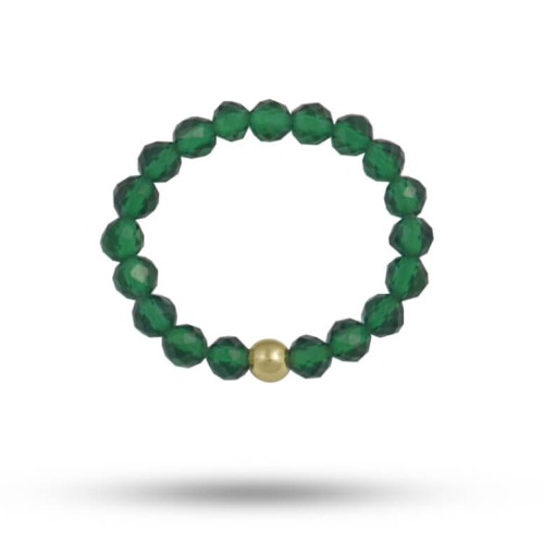 Pierścionek elastyczny z kamieni jadeit szmaragdowy fasetowany