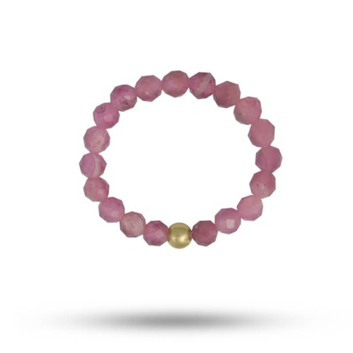 Pierścionek elastyczny z kamieni turmalin różowy naturalny