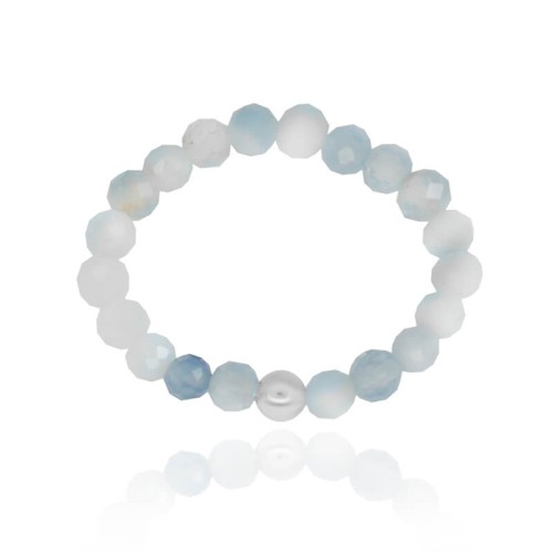 Pierścionek elastyczny z kamieni naturalny akwamaryn srebro