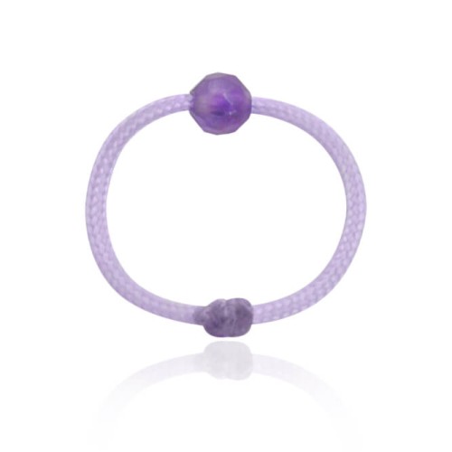 Pierścionek ze sznurka fioletowy kamień ametyst naturalny