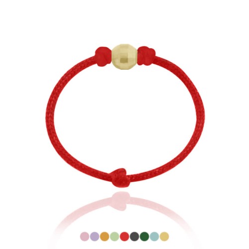 Pierścionek ze sznurka przekładka disco srebro pozłacane czerwony