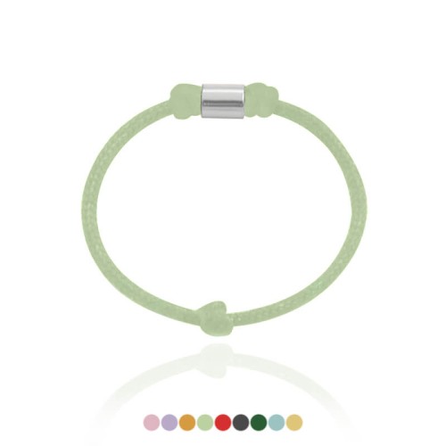 Pierścionek ze sznurka przekładka srebro jasny zielony