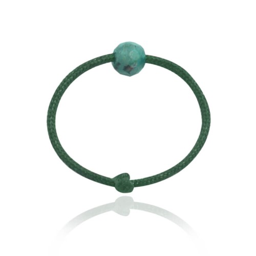 Pierścionek ze sznurka zielony kamień turkus afrykański