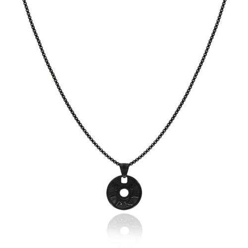 Naszyjnik ze stali medalion mantry czarny box 2,5 mm