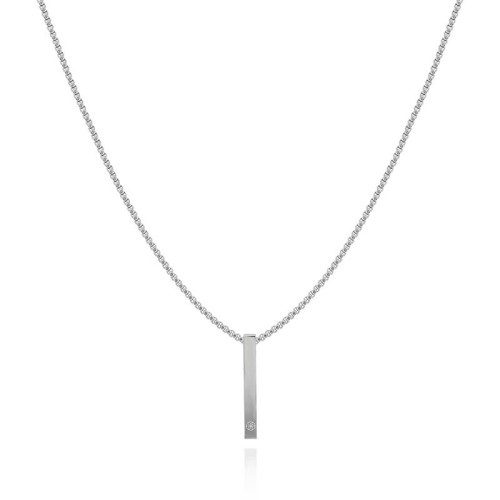 Naszyjnik ze stali wisior bryła srebrny box 2,5 mm