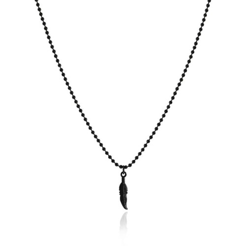 Naszyjnik ze stali kulkowy pióro symbol czarny 