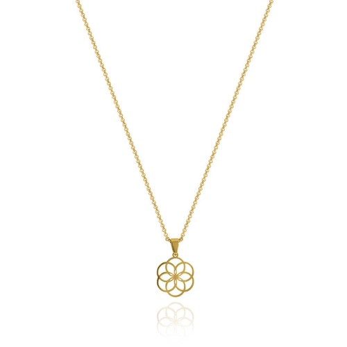 Naszyjnik ze stali owoc życia złoty rolo 2 mm