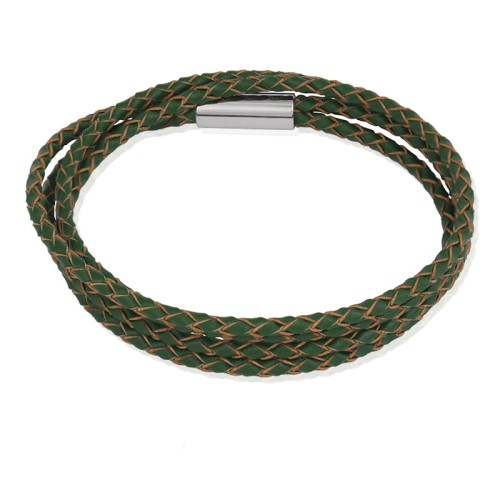 Bransoletka skórzana rzemień zielony poczwórny