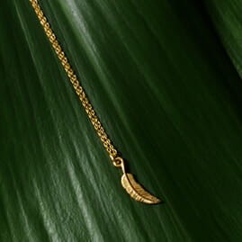 Naszyjnik łańcuszek pozłacany srebro zawieszka piórko