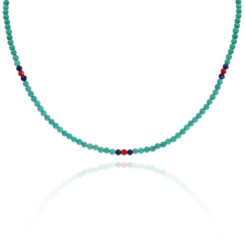 Naszyjnik z kamieni turkus sinkiang naturalny koral lapis lazuli