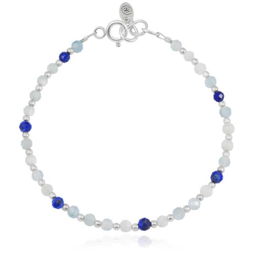 Bransoletka z kamieni mini akwamaryn lapis lazuli srebro