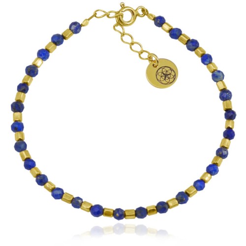 Bransoletka z kamieni mini lapis lazuli kostka srebro pozłacane