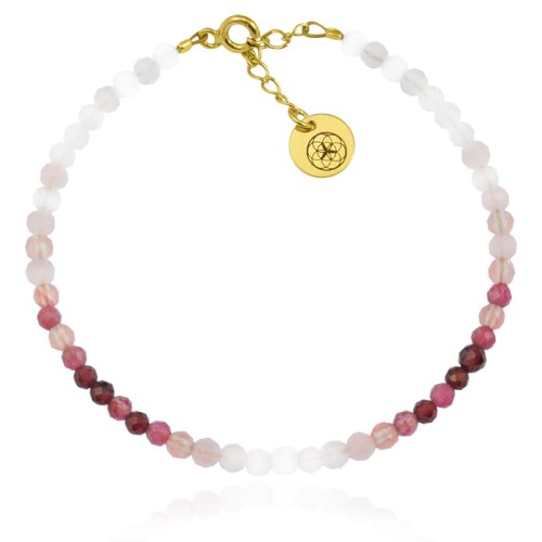 Bransoletka z kamieni mini gradient granat turmalin kwarc jadeit kryształ górski srebro pozłacane