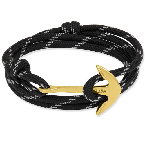 Bransoletka z kotwicą linka czarna odblaskowa