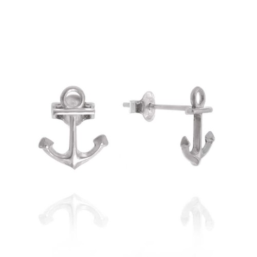 Kolczyki wkręty małe symbol kotwica srebro