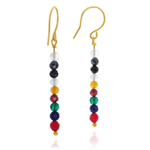 Kolczyki z kamieni sopelki duże kolorowe srebro pozłacane