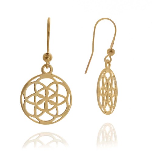 Kolczyki symbol kwiatu życia srebro pozłacane