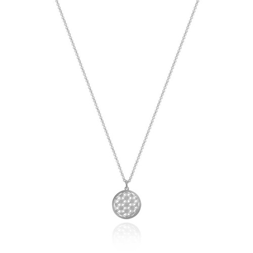 Naszyjnik ze stali kwiat życia symbol srebrny rolo 2 mm