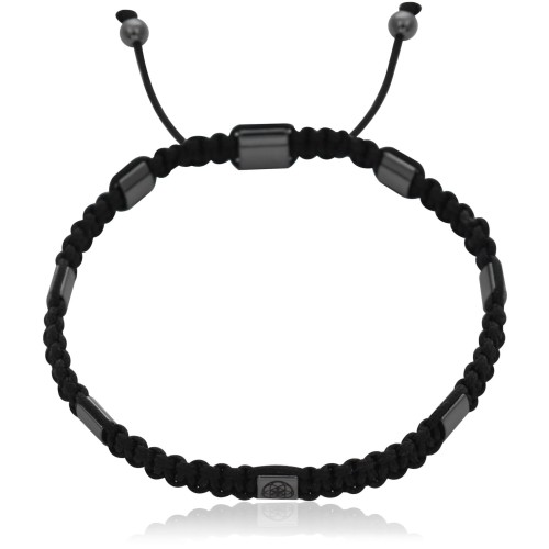 Bransoletka makrama czarna hematyt grafitowy