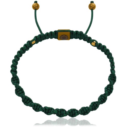 Bransoletka makrama splot dna zielona hematyt srebro pozłacane