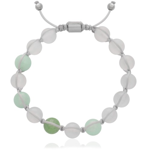 Bransoletka shamballa agat mleczny amazonit hematyt