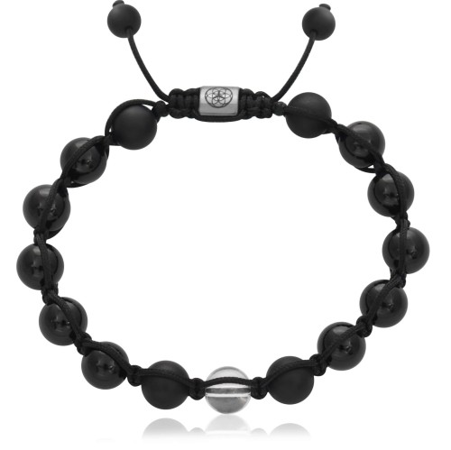 Bransoletka shamballa czarny agat onyks kryształ górski hematyt