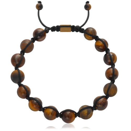 Bransoletka shamballa tygrysie oko brązowe hematyt bronzyt