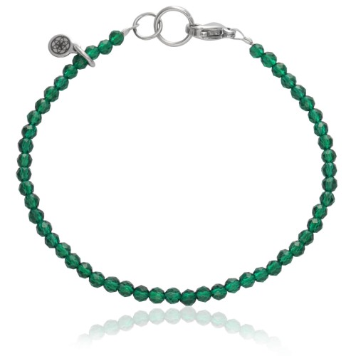 Bransoletka z kamieni mini jadeit szmaragdowy stal szlachetna