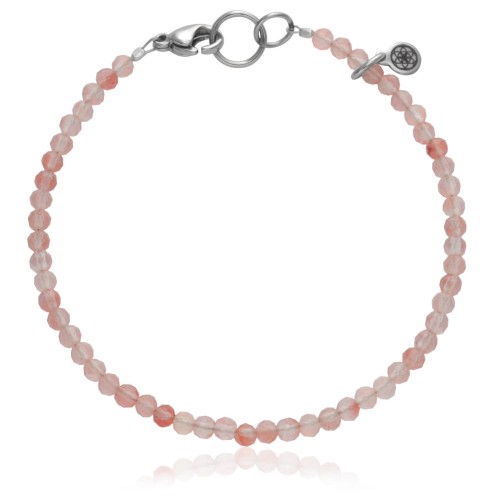 Bransoletka z kamieni mini kwarc róż brzoskwiniowy naturalny stal