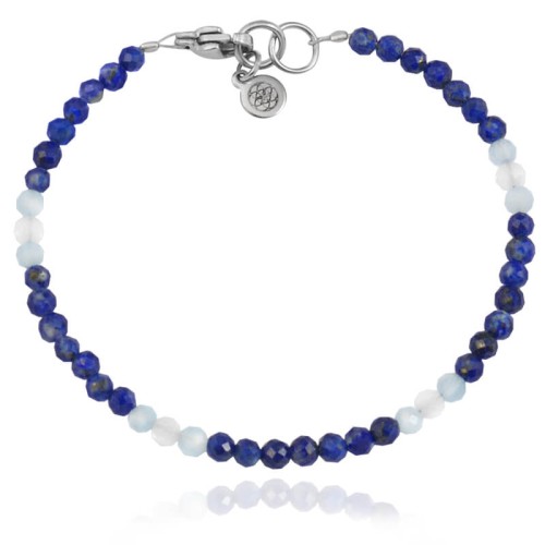 Bransoletka z kamieni mini lapis lazuli akwamaryn kryształ górski stal szlachetna