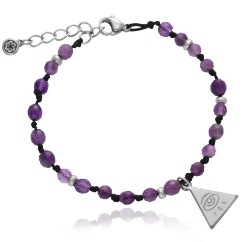 Bransoletka z kamieni pleciona ametyst oko proroka stal szlachetna