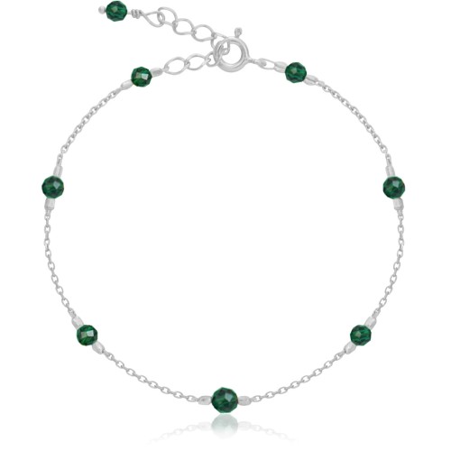 Bransoletka ze srebra kamienie mini jadeit szmaragdowy