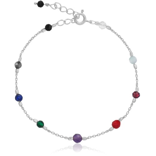 Bransoletka ze srebra kamienie mini naturalne kolorowa