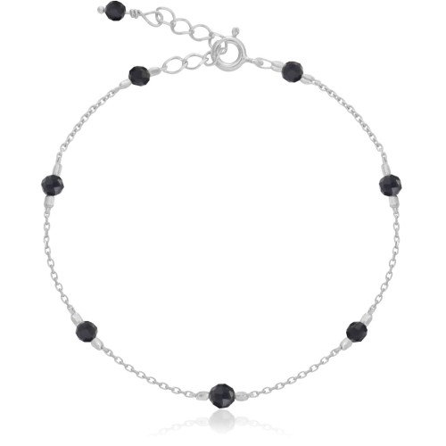 Bransoletka ze srebra kamienie mini spinel czarny naturalny fasetowany