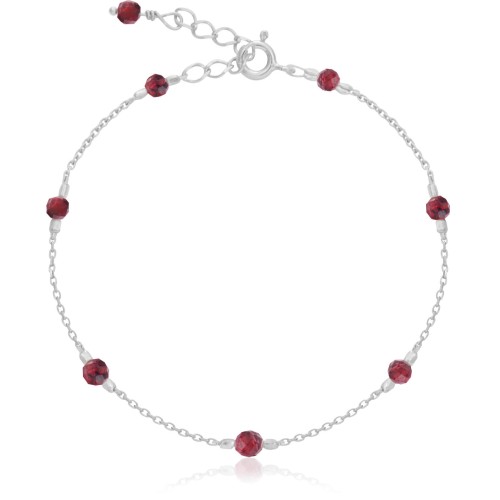 Bransoletka ze srebra kamienie mini granat naturalny fasetowany