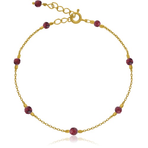 Bransoletka ze srebra pozłacana kamienie mini granat naturalny